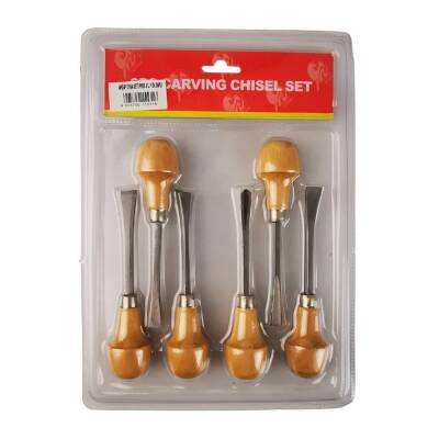 Ahşap Oyma Seti 6 'lı Prof. Yuvarlak Saplı