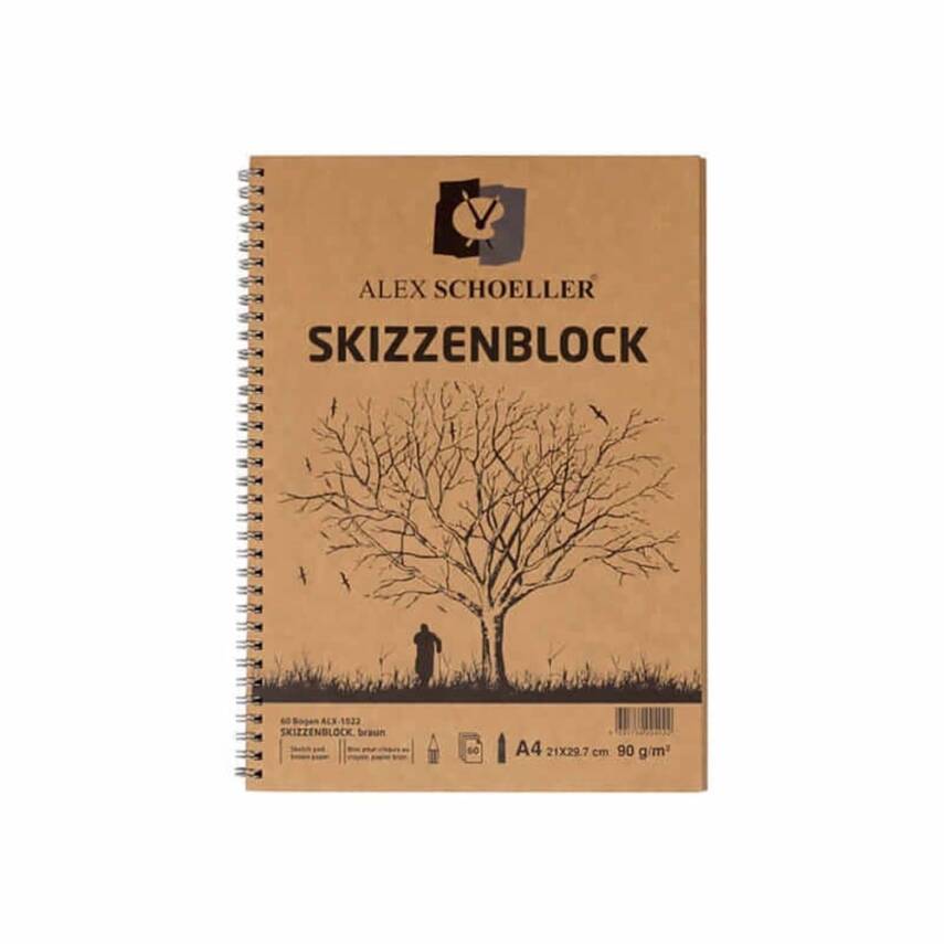 Alex Schoeller Kraft Drawing Notebook A4 60 Sheets Side Spr - 1