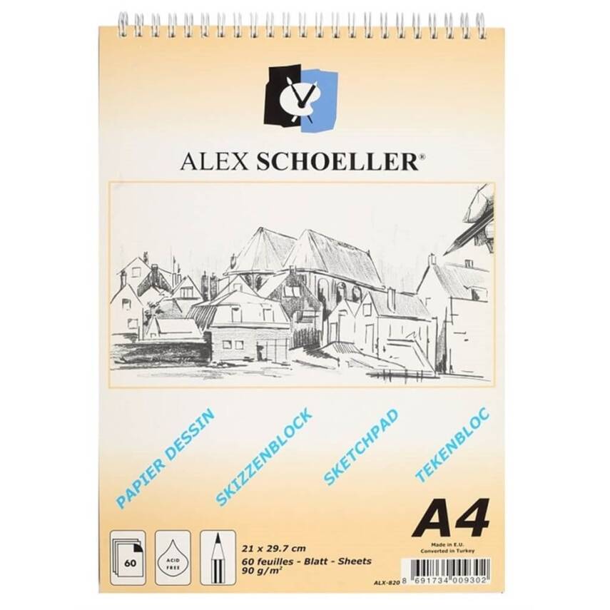 Alex Schoeller Sketch Block A4 90 Gr Spr. Upright 60 Sheets - 1