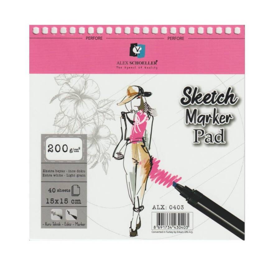 Alex Schoeller Sketch Marker Pad 15x15 200 GR 40 Pages - 1