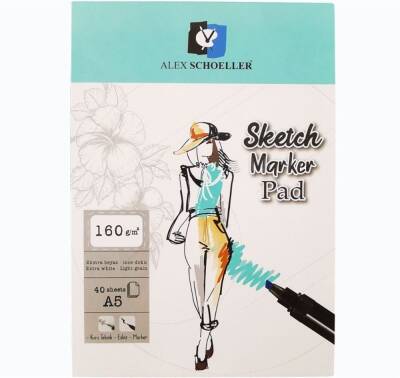 Alex Schoeller Sketch Marker Pad Extra White Fine Texture A5 160 GR 40 Pages (1)