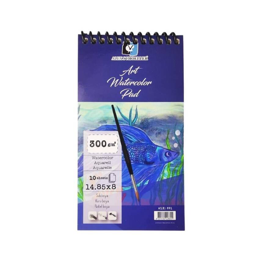 Alex Schoeller Watercolor Notebook 14.85x8 cm 300 Gr 10 Pages - 1