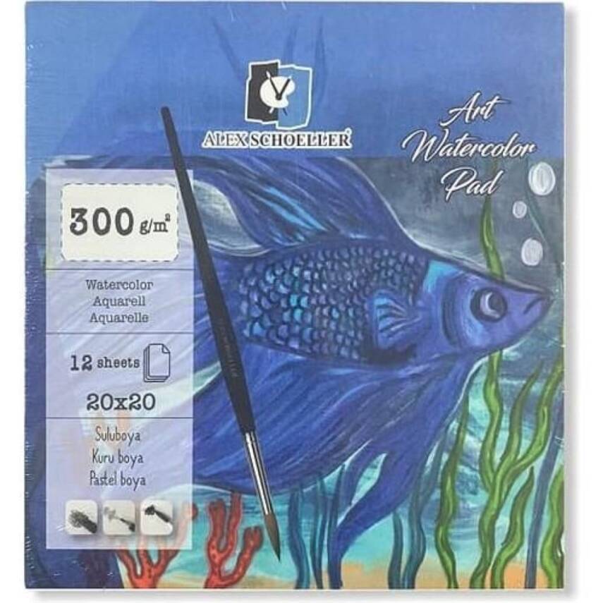 Alex Schoeller Watercolor Notebook Adhesive 300 gr 20x20 cm 12-pack - 1