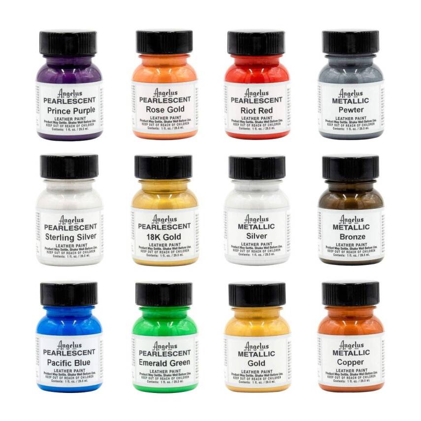 Angelus Pearlescent and Metallic Leather Paint Set 12 Colors - 2