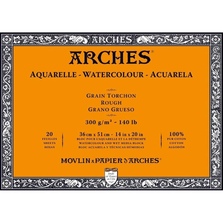 Arches Suluboya Blok - 36x51cm - 300Gr. - 20 Yaprak - Kalın Doku - 1