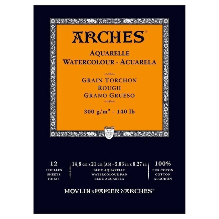 Arches Suluboya Blok Defter 14,8X21 cm 300 Gr 12 Yaprak Kalın Doku A5 - 1