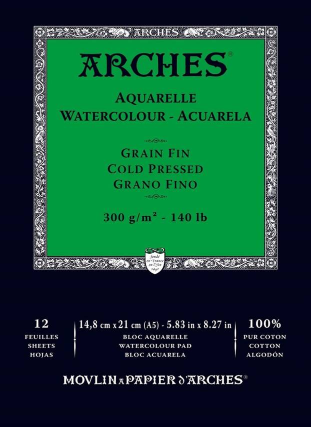 Arches Suluboya Blok Defter 14,8X21 cm 300 Gr 12 Yaprak Orta Doku - 1