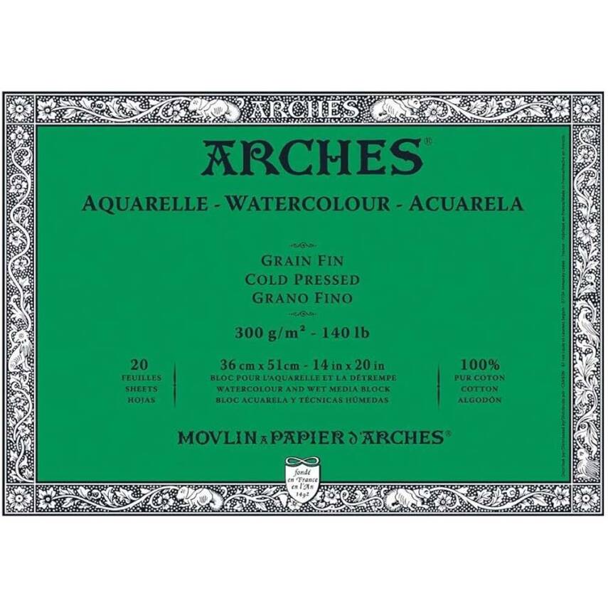 Arches Suluboya Blok Defter 20x26 cm 300 gr 20 Yaprak Cold Press - 1