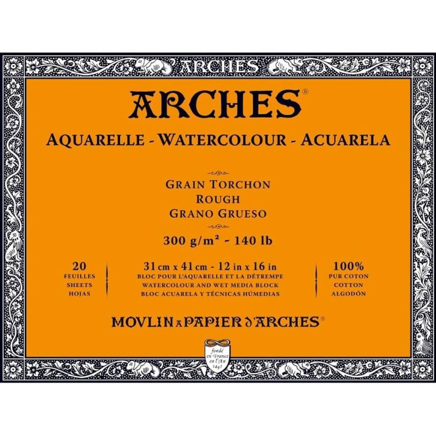 Arches Suluboya Blok Defter 31X41 cm 300 Gr 20 Yaprak Kalın Doku - 1