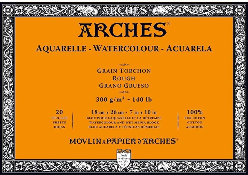 Arches Suluboya Blok Defter - Kalın Doku - 300Gr. 18x26cm - 20 Yp. - 1