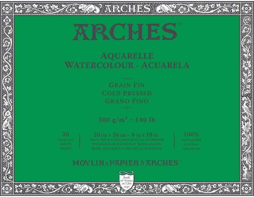 Arches Watercolor Block Grain Fin Cold Pressed 300 gr 26x36 cm 20 Yp - 1