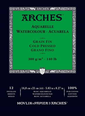 Arches Watercolor Block Notebook 14.8X21 cm 300 Gr 12 Sheets Cold Press