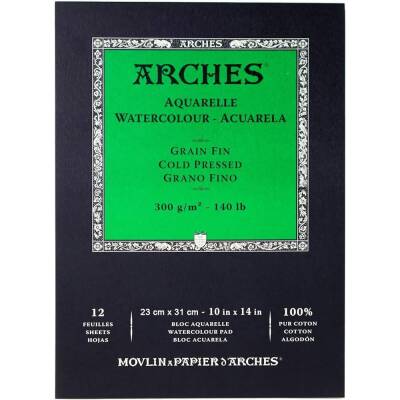 Arches Watercolor Block Notebook 23X31 cm 300 Gr 12 Sheets Cold Pressed