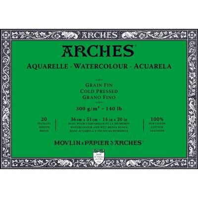 Arches Watercolor Block Notebook - Cold Press - 300Gr. 36x51cm - 20 Yp.