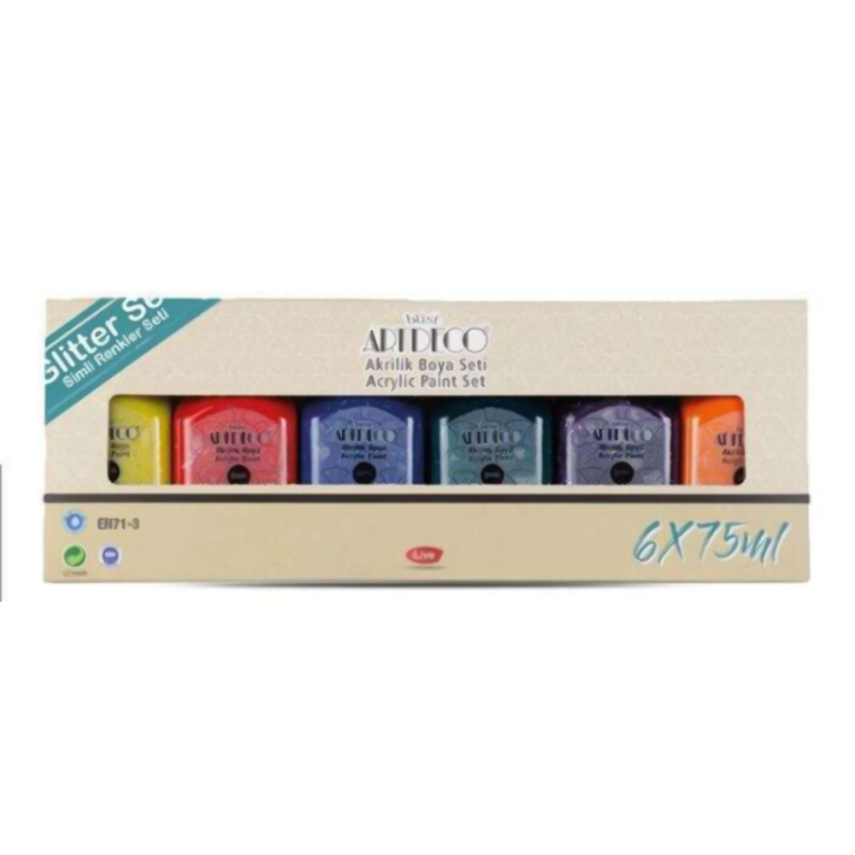 Artdeco Akrilik Boya Seti 6x75 ml Glitter Renkler - 2