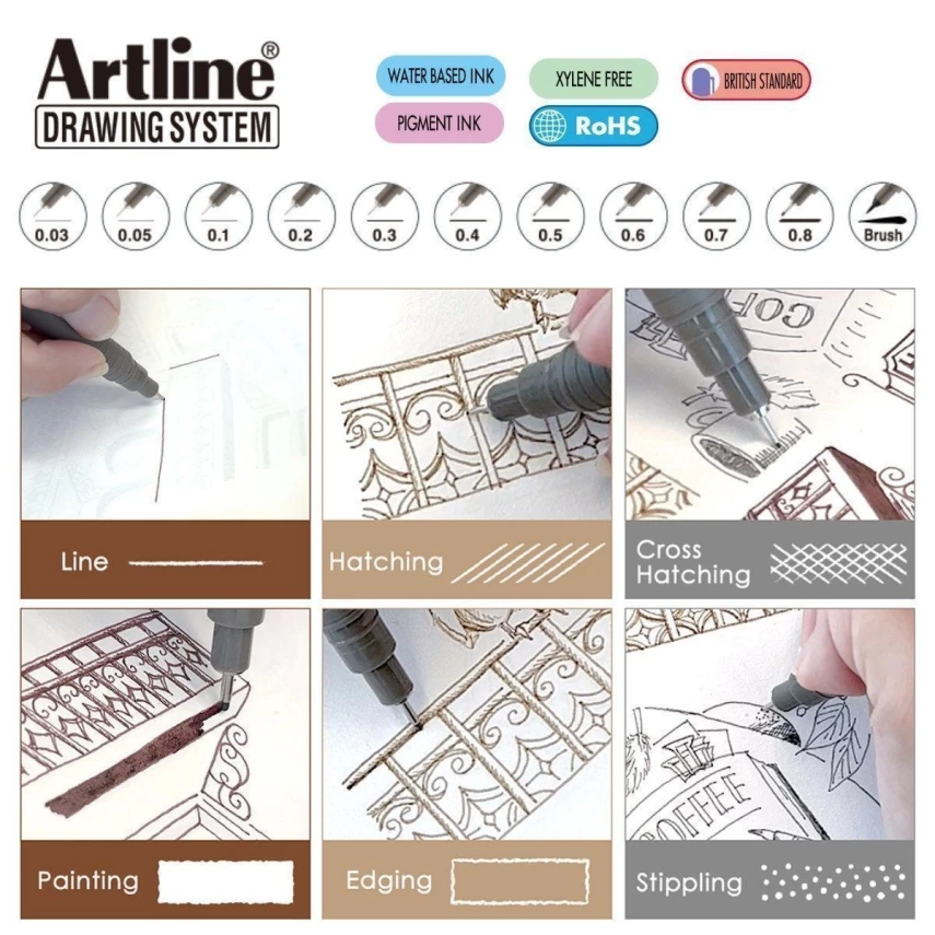 Artline Technical Drawing Pen 0.6 mm Sepia - 5
