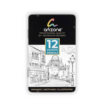 Artzone Dereceli Kalem Seti Metal Kutu 12 Parça