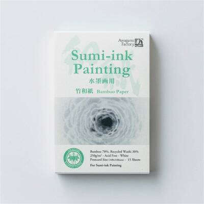 Awagami Art Pads Bamboo For Sumi Ink Painting 250 Gr 14.8x10 cm - 1