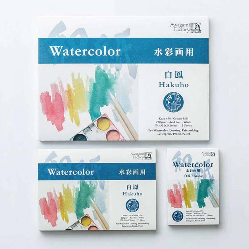 Awagami Art Pads Hakuho Watercolor F4 33.2x24.2 cm - 2