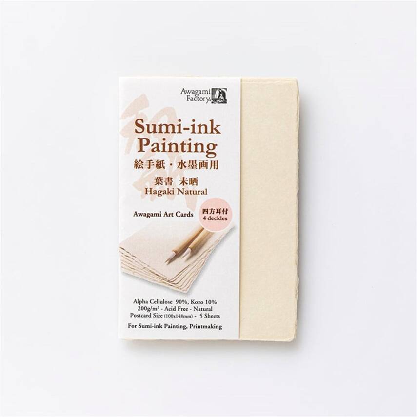 Awagami Handmade Tesuki Art Cards Set Thick Natural 200 Gr 14.8x10 cm - 1