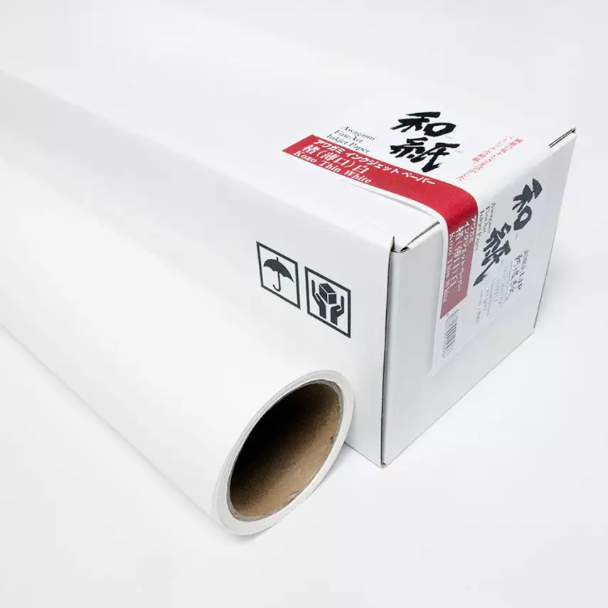 Awagami Japanese Paper Inkjet IJ-0315 Kozo Thin White Roll 111.8x15 m - 1
