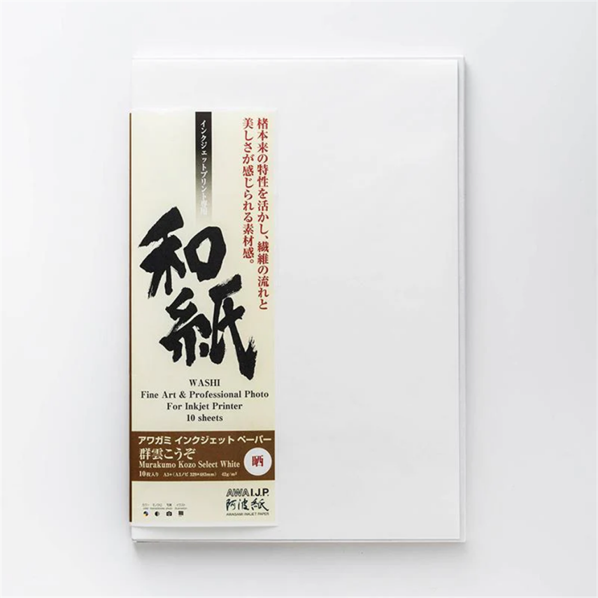 Awagami Japanese Paper Murakumo Kozo White A3+ IJ-1407 - 3