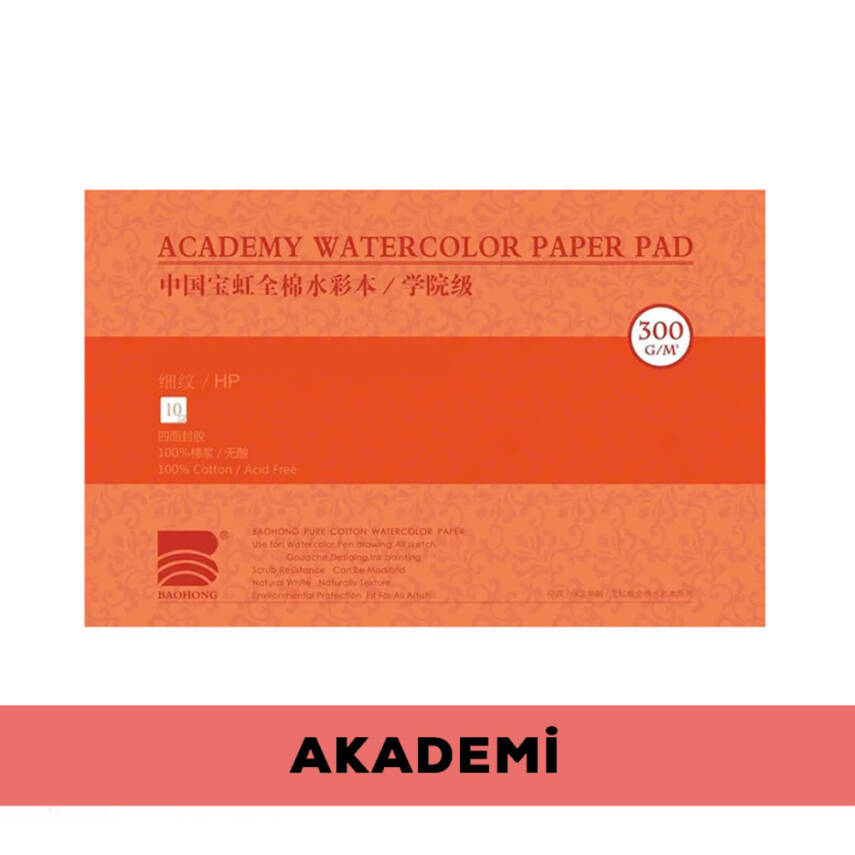 Baohong Suluboya Defteri Akademi %100 Pamuk 300 gr 21x31 cm 20 Yaprak Hot Press - 1