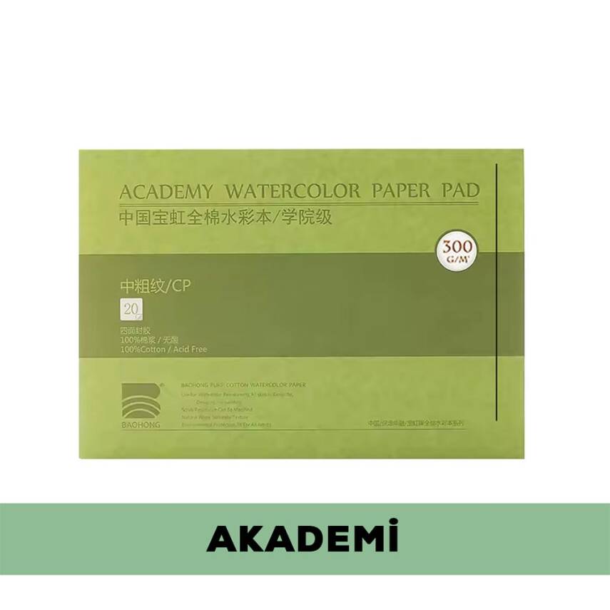 Baohong Suluboya Defteri Akademi %100 Pamuk 300 gr 31x41 cm 20 Yaprak Cold Press - 1