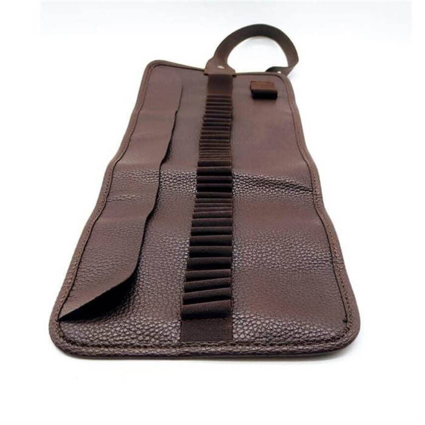 Bback Imitation Leather Roll Pencil Case with 36 Compartments, Brown 603 - 1
