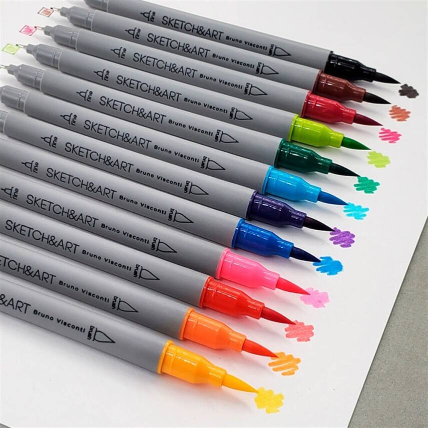 Bruno Visconti Brush Pen Sketch Art 12 Colors - 6