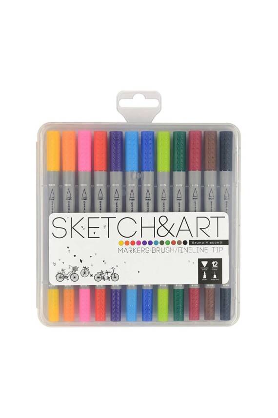 Bruno Visconti Brush Pen Sketch Art 12 Colors - 1