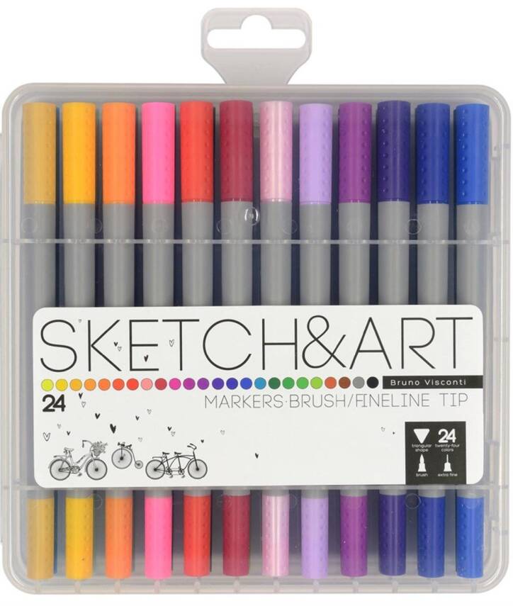 Bruno Visconti Brush Pen Sketch Art 24 Colors - 1