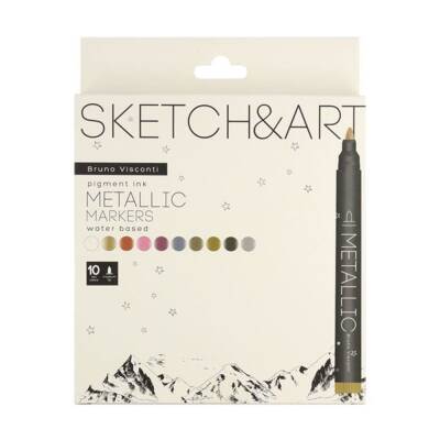 Bruno Visconti Metallic Marker Sketch Art 10 Colors - 4