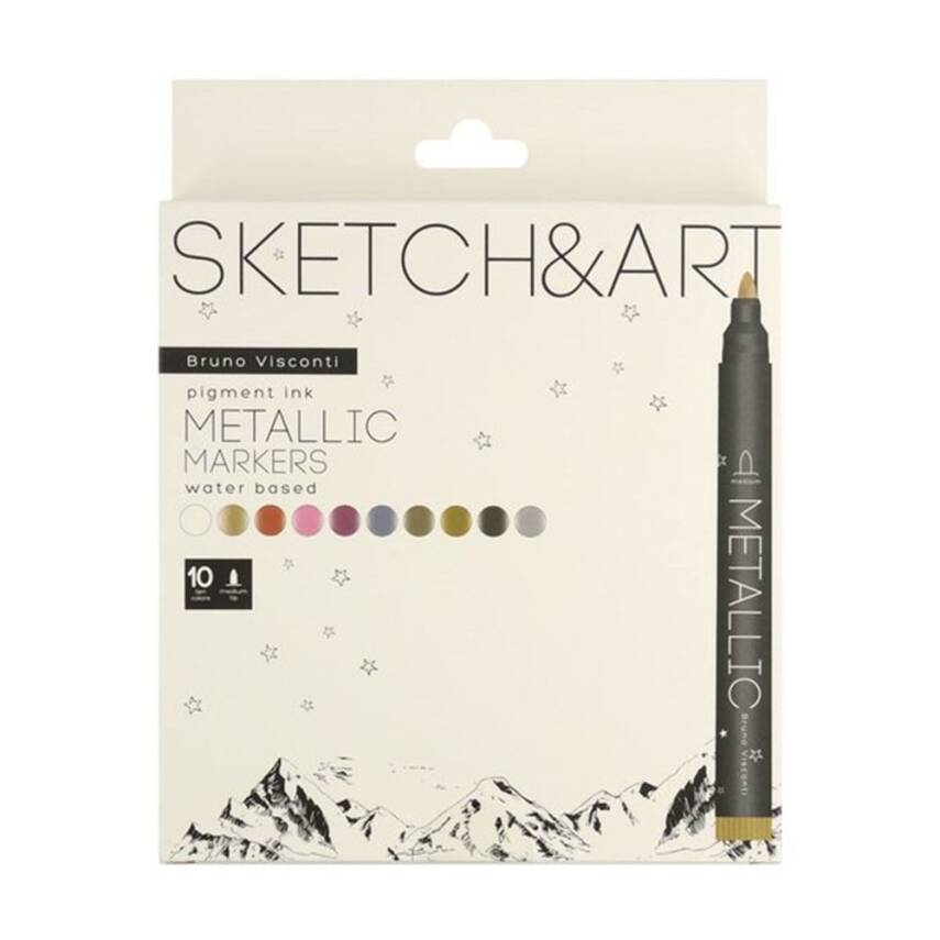 Bruno Visconti Metallic Marker Sketch Art 10 Colors - 1
