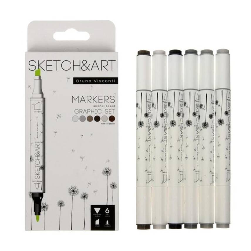 Bruno Visconti Twin Marker Sketch Art Graphics 12 Colors - 1