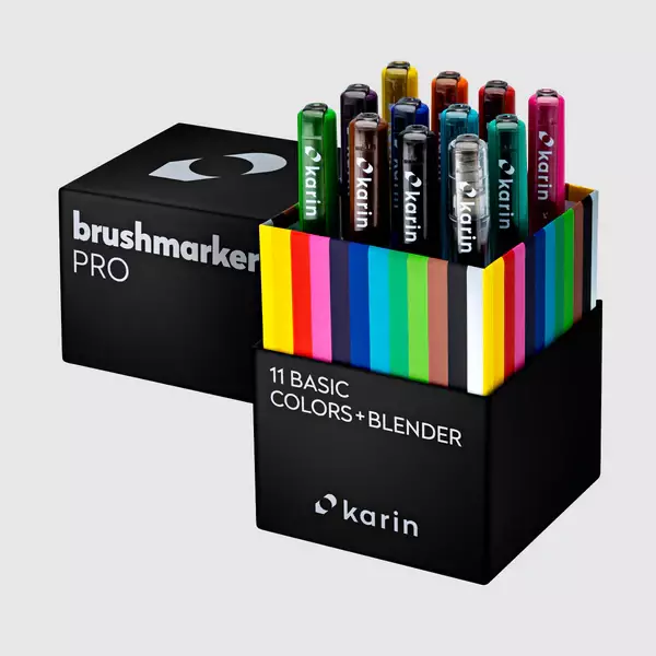 Brushmarker PRO Set 11 Basic Colors + Blender - 1