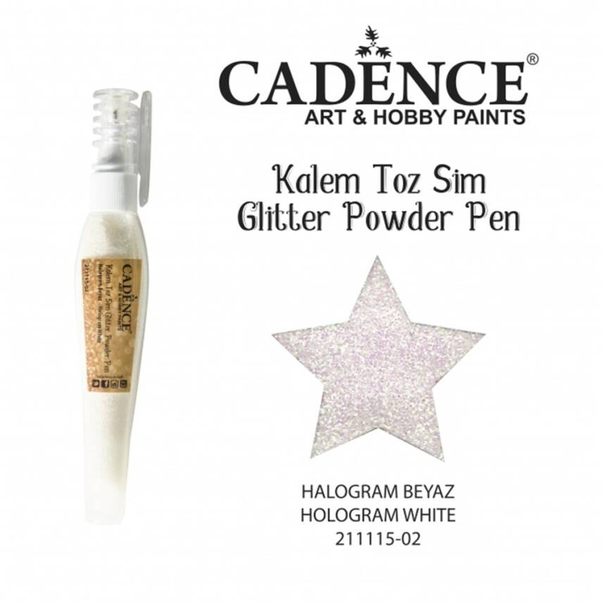 Cadence Kalem Toz Sim - Glitter Powder Pen Hologram Beyaz - 1