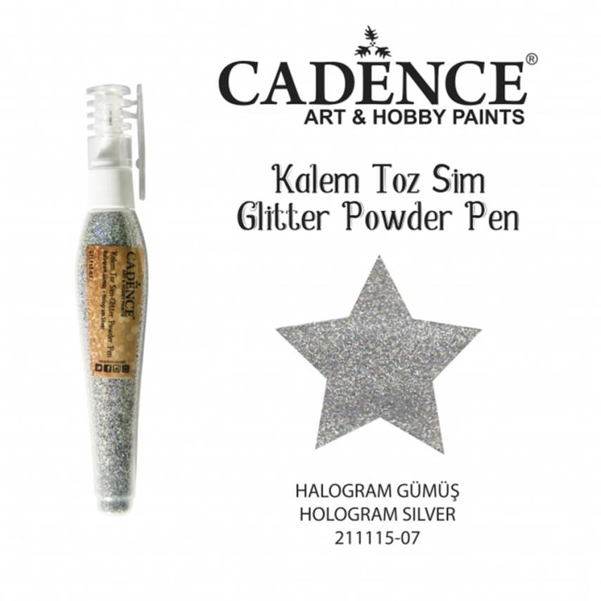 Cadence Kalem Toz Sim - Glitter Powder Pen Hologram Gümüş - 1