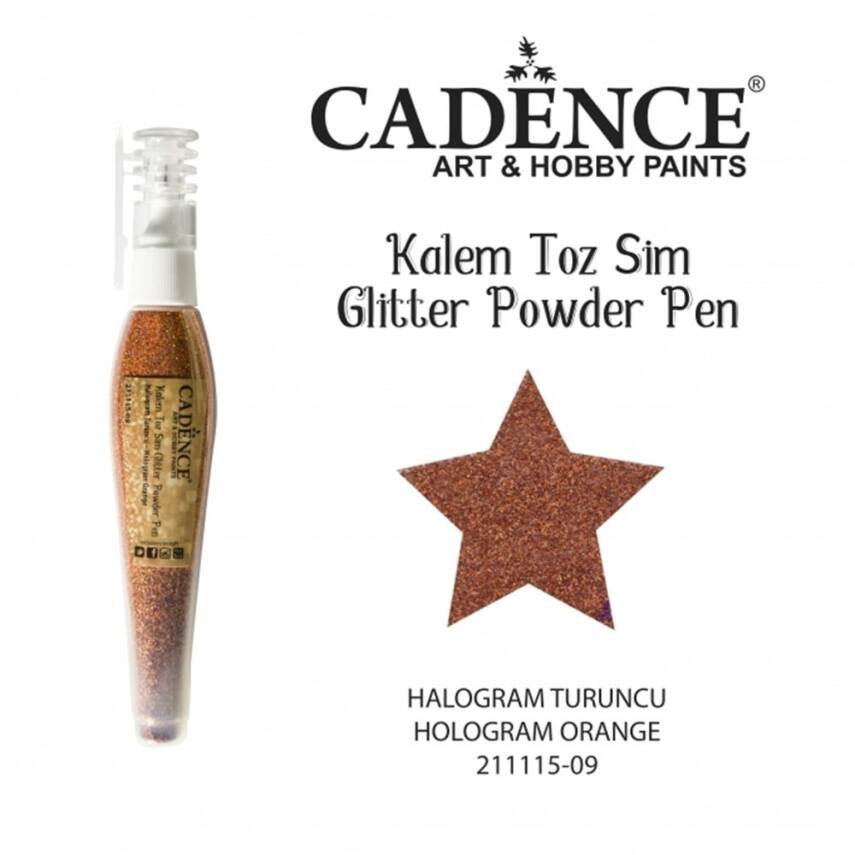 Cadence Kalem Toz Sim - Glitter Powder Pen Hologram Turuncu - 1