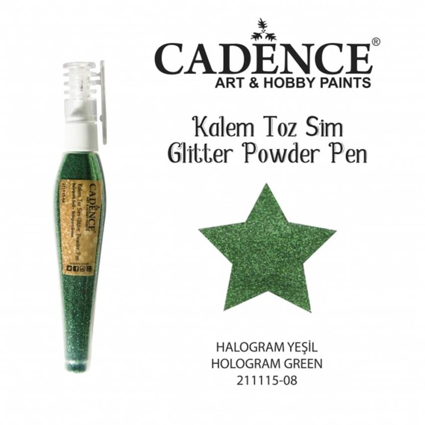 Cadence Kalem Toz Sim - Glitter Powder Pen Hologram Yeşil - 2