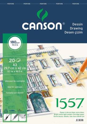 Canson Drawing and Painting Notebook 180 Gr A3 20 Pages Top Spiral - 2