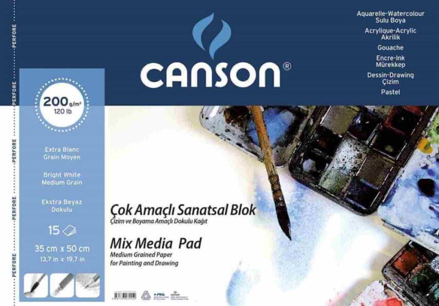 Canson Fineface Multi-Purpose Picture Blocks 200 Gr 35X50 15 yp Spiral - 1