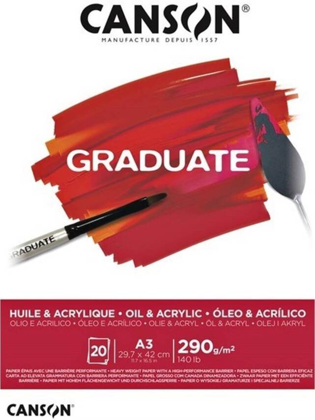 Canson Graduate Acrylic and Oil Paint Notebook A3 290 gr. 20 pages - 1