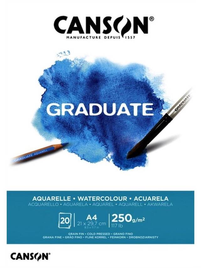 Canson Graduate Aquarelle Suluboya Bloğu A4 250G 20 Sayfa - 1