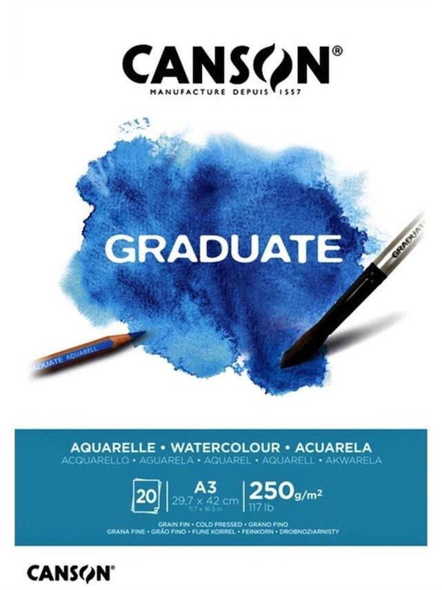 Canson Graduate Aquarelle Watercolour Block A3 250g 20 Pages - 1
