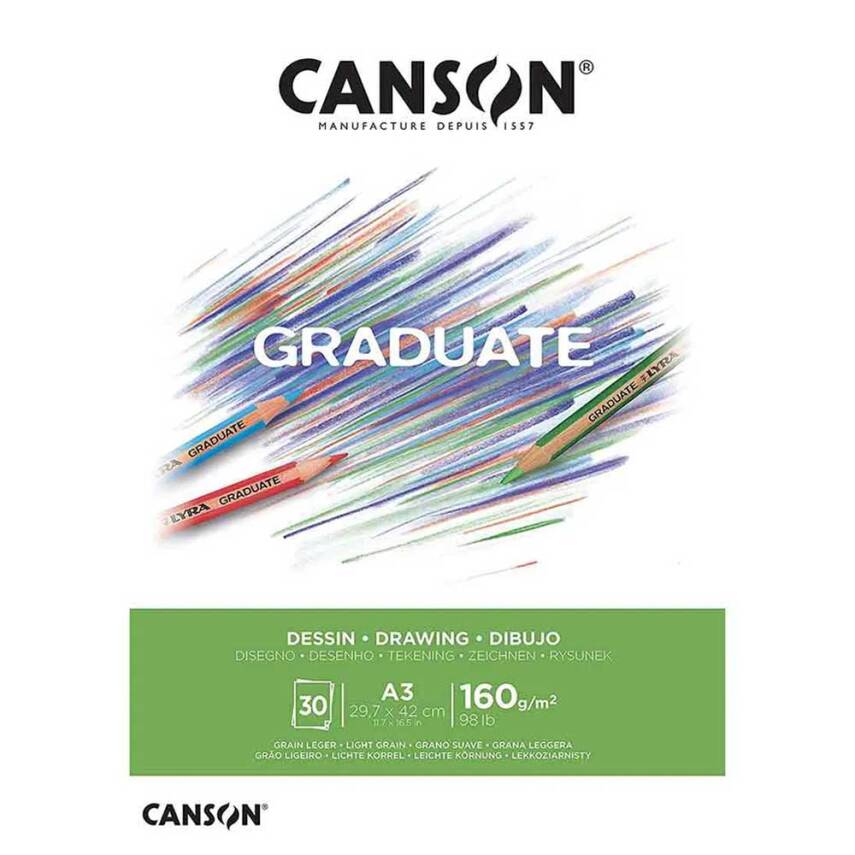 Canson Graduate Drawing Notebook White A3 160gsm 30 Pages - 1