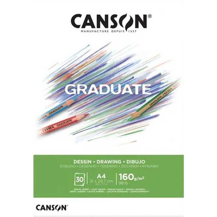 Canson Graduate Drawing Notebook White A4 160gsm 30 Pages - 1