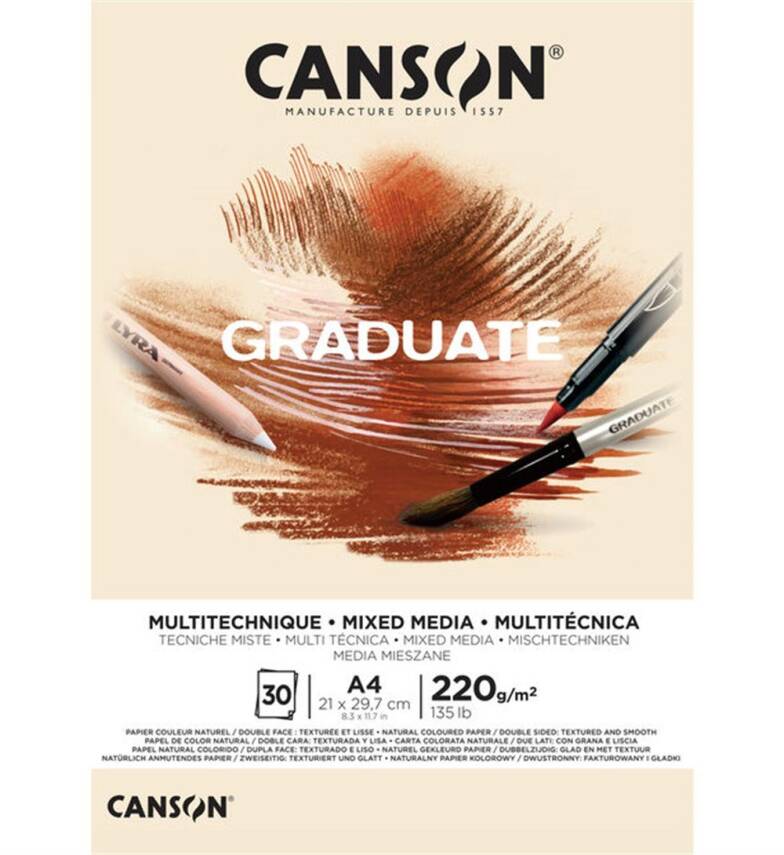 Canson Graduate Mix Media Natural 220G 30 Pages A4 - 1