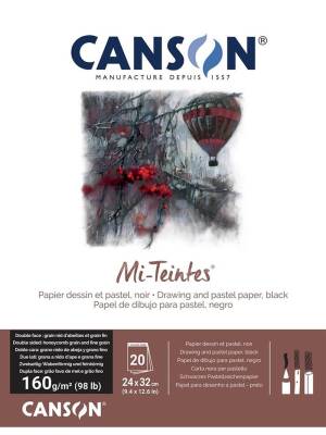 Canson Mi-Teinte Pad 160 gr 24x32 cm 20 Sf Siyah