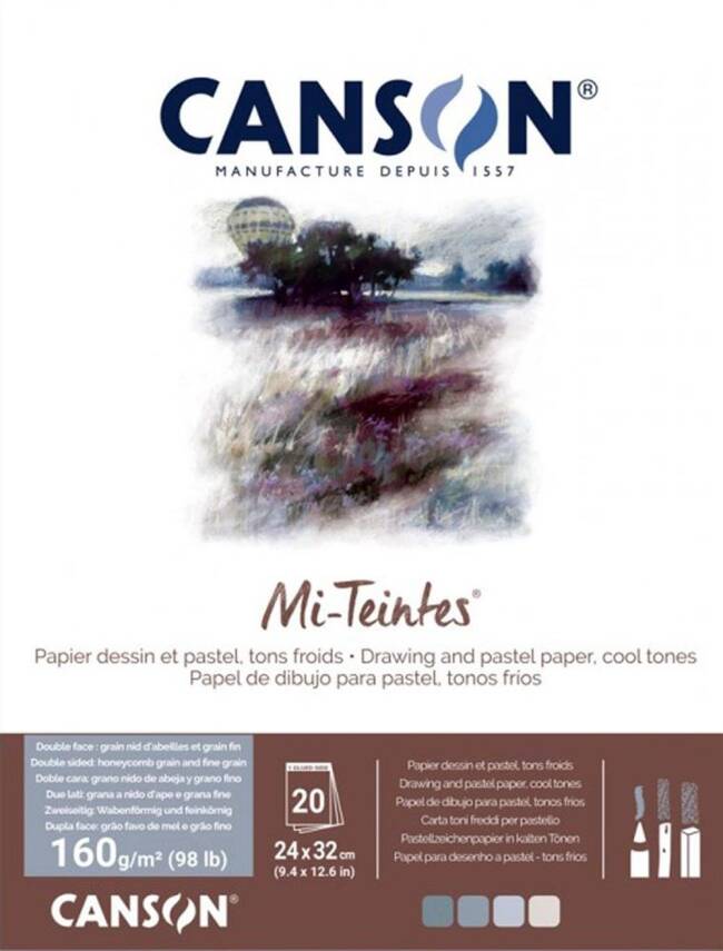 Canson Mi-Teinte Pad Blue Gris 160 gr 24x32 cm 20 Pages Cool Tones - 2